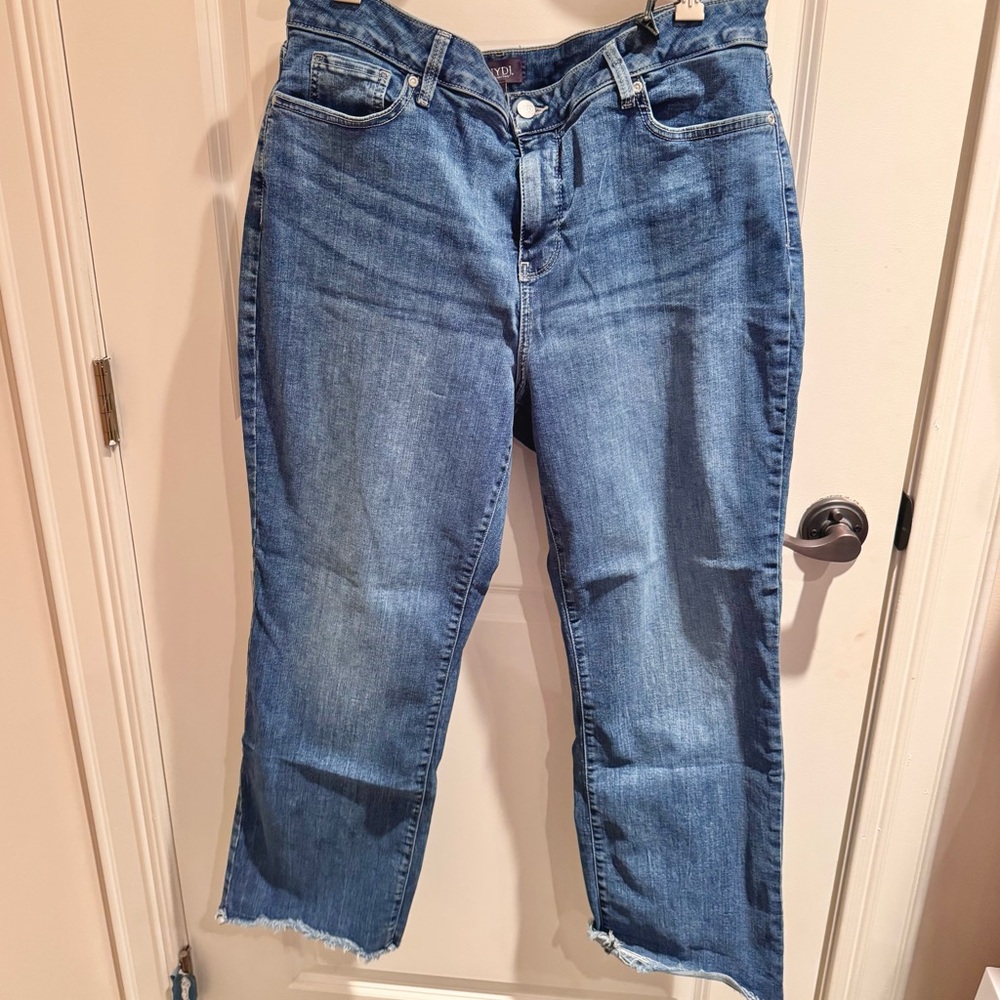 NYDJ Women's Straight Crop Jeans in Medium Blue Denim